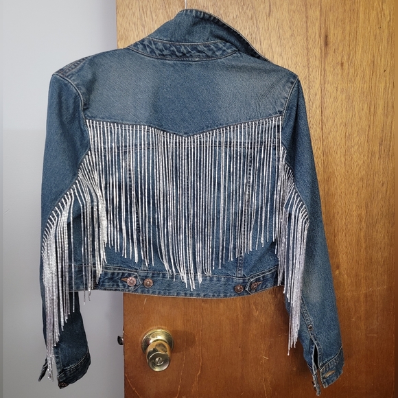Fringe Rhinestone Jean Jacket - Picture 3 of 5